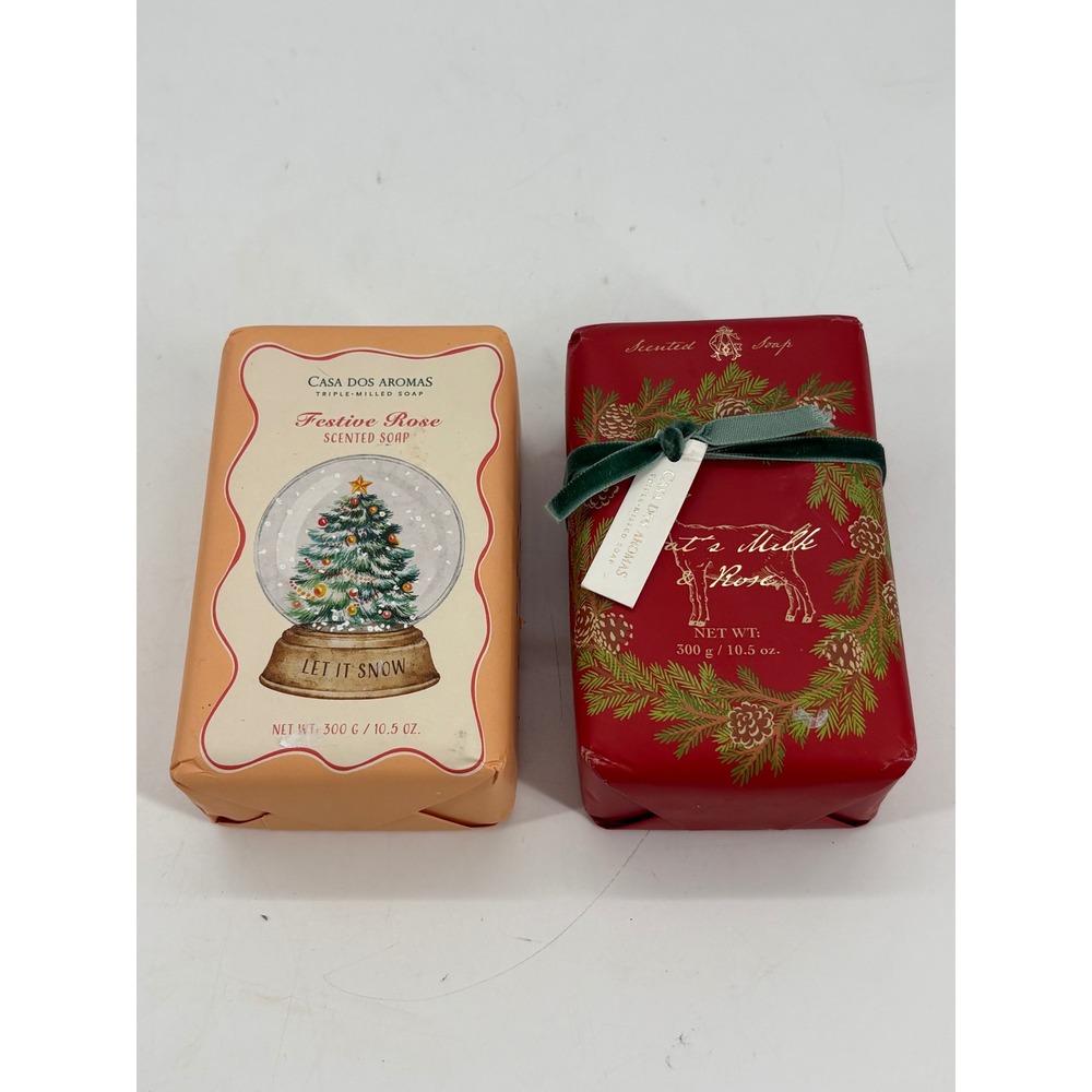 Casa Dos Aromas Soap Set Unisex 10.5oz Festive Rose Goat Milk 2pc Portugal New